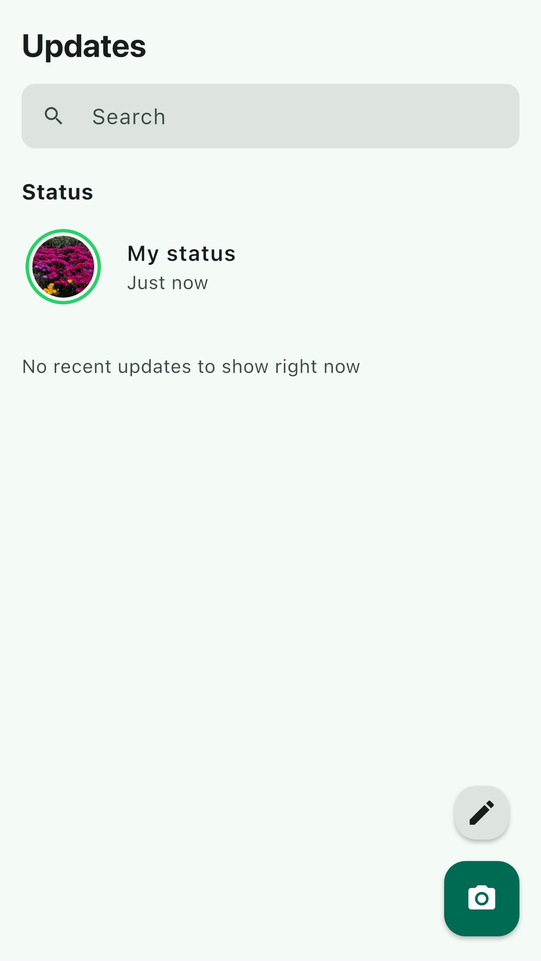 Updates tab for status-style posts and notifications
